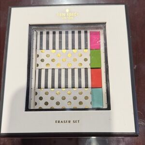 Kate Spade Gold Dot and Stripe Eraser Set